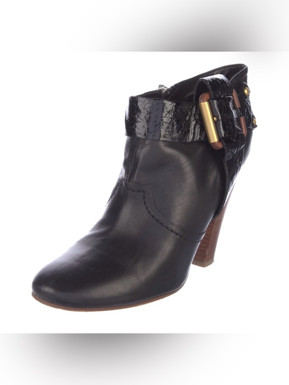 Chloé Vintage Black Leather Paddington Buckle Booties Phoebe Philo Era 39.5